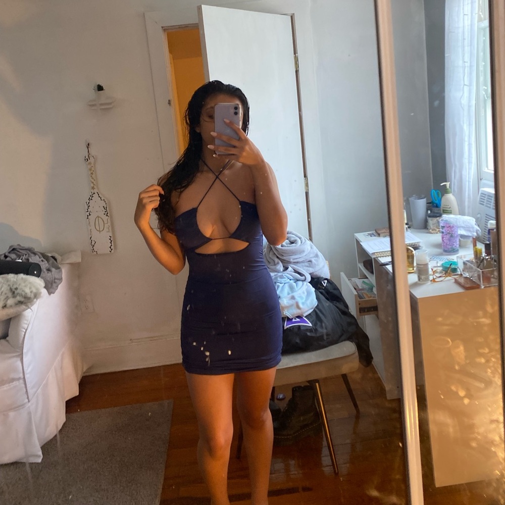 lucy in the sky halter cutout dress